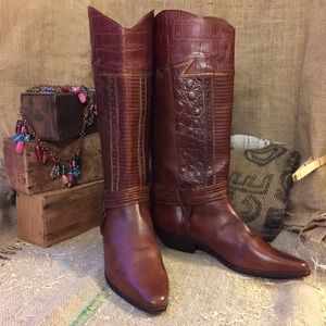 CIRCLE S LTD LEATHER/LIZARD WESTERN BOOTS
